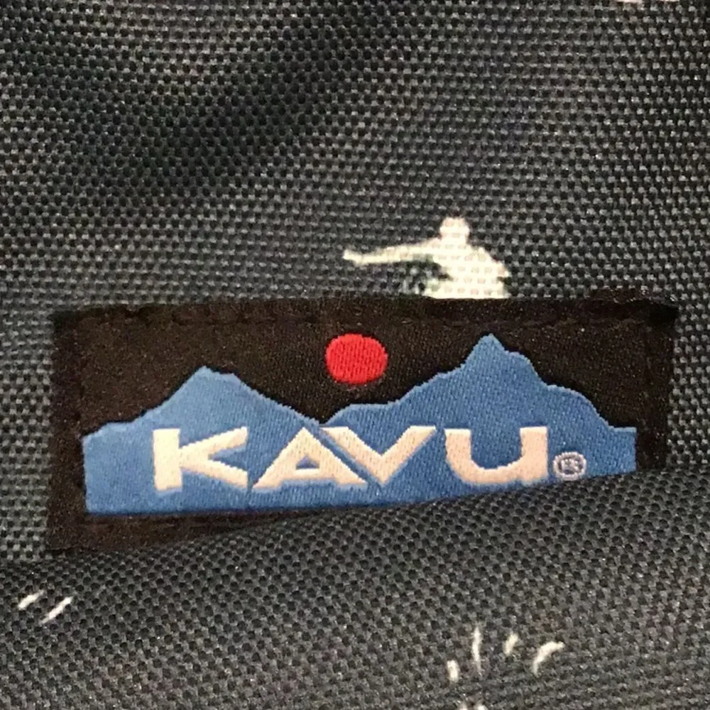 KAVU Green White Nylon Surfer Graphic Rope Strap Nylon Sling Bag